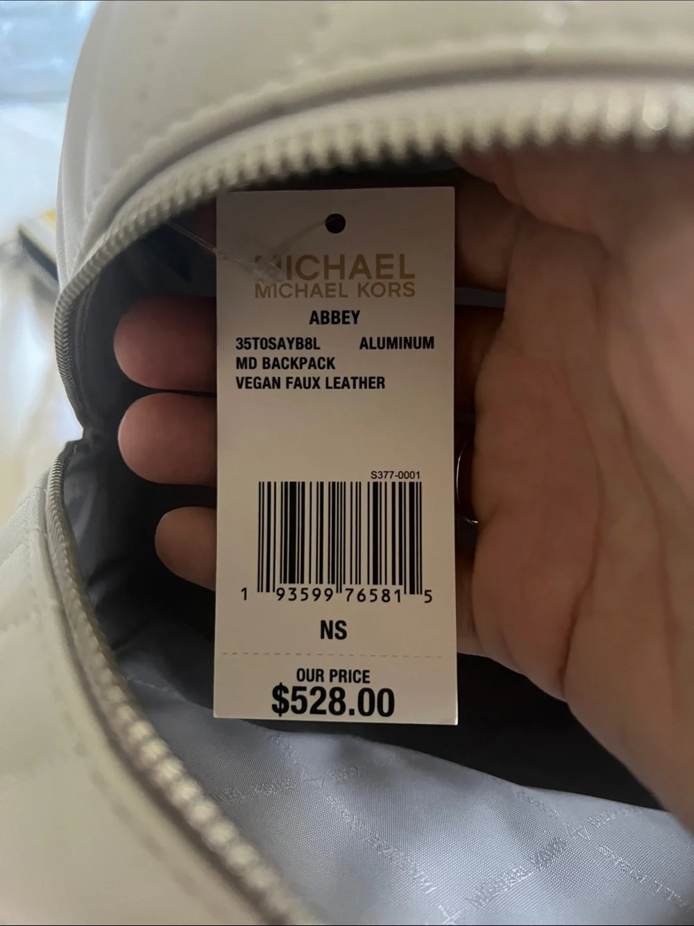 Michael Kors White Quilted Leather Backpack with Matching White Zip Wallet
